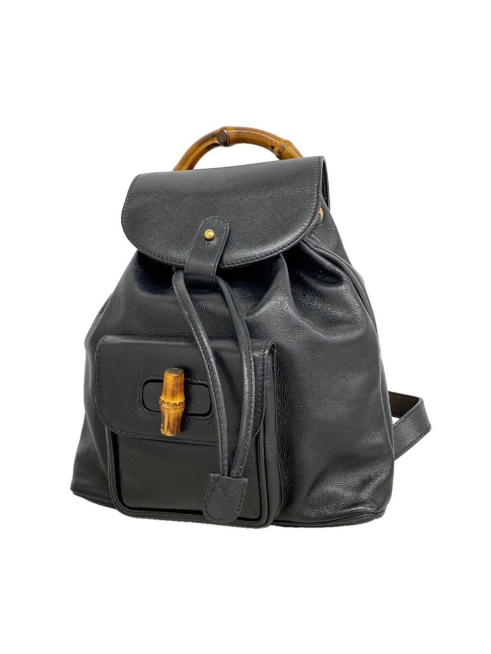 Gucci Backpack Bamboo Leather Black Gold